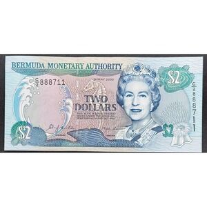 Bermuda  $2, 2 Dollar   2000, QEII, P-50a Prefix C/2, UNC Banknote